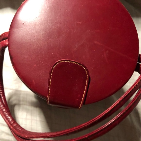 Vintage Brand Theodor California Cute Leather cylinder "can" Red Handbag Purse. - Picture 2 of 6